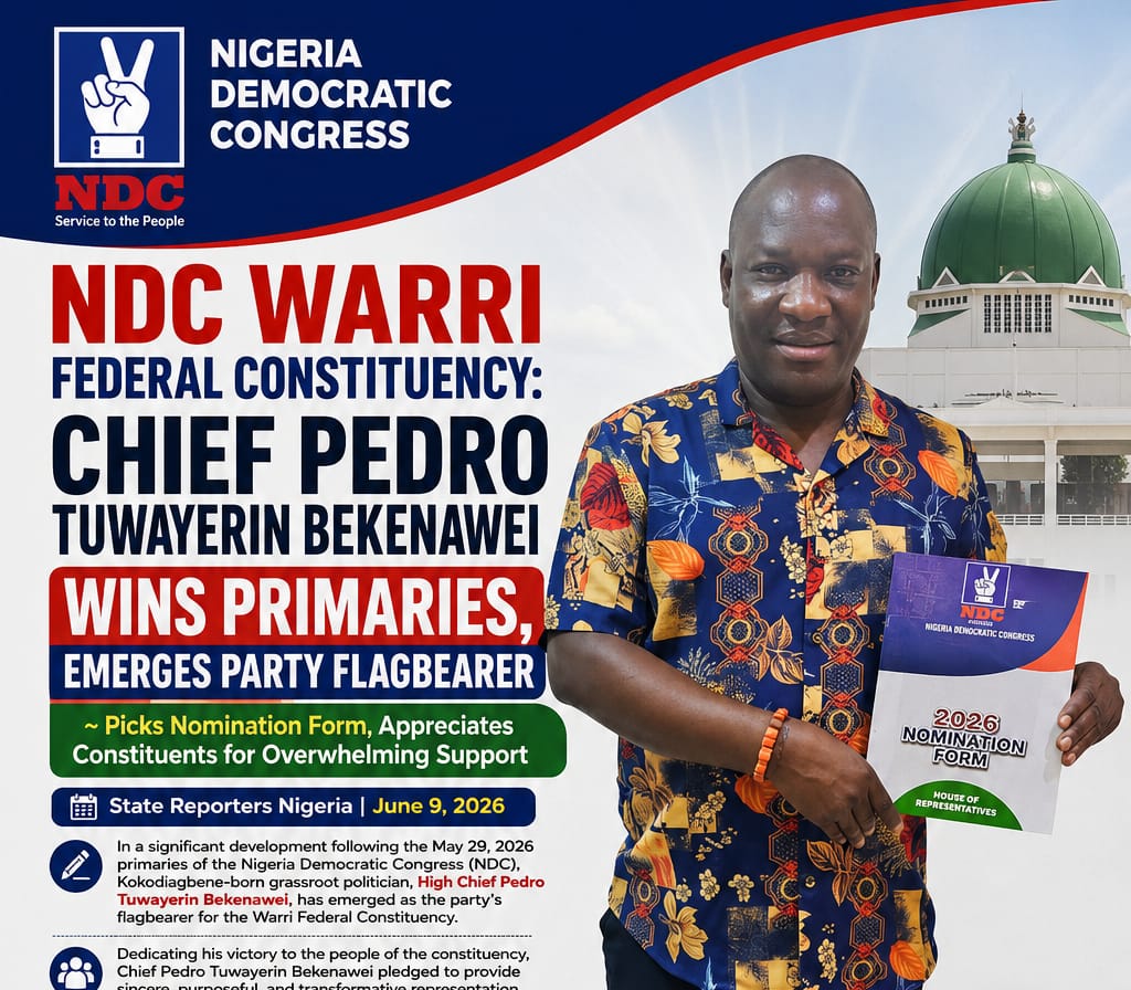 NDC WARRI FEDERAL CONSTITUENCY: Chief Pedro Tuwayerin Bekenawei Wins Primaries, Emerges Party Flagbearer